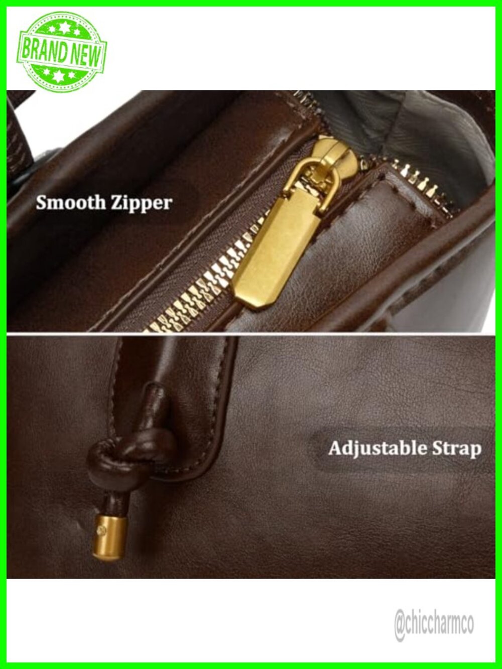 Faux Leather Vintage Shoulder Bag with Keychain - Picture 5 of 6
